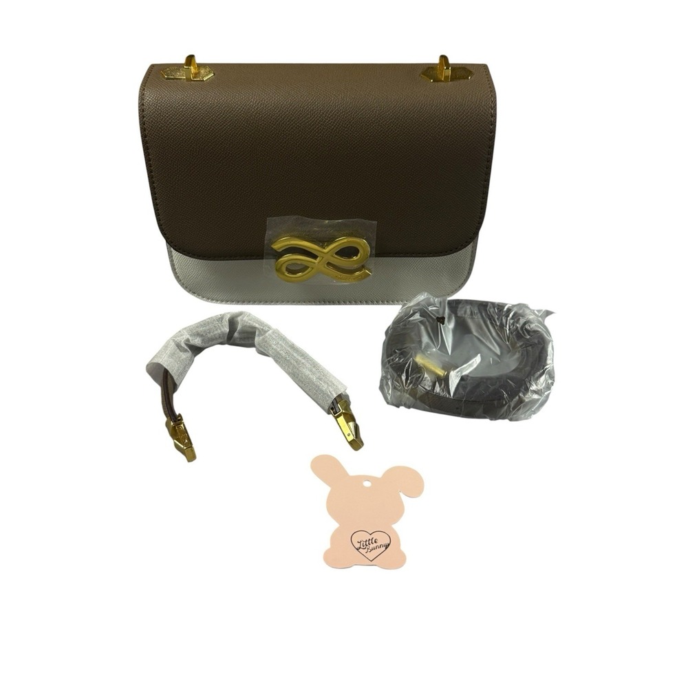 HOUSE OF LITTLEBUNNY Crossbody Bag Brown White Gold Hardware Dust Bag NEW